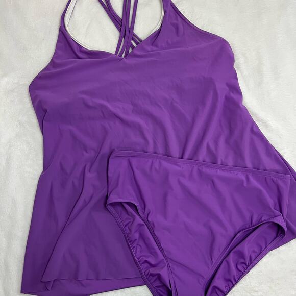 Miraclesuit x Talbots Purple Tankini Swimsuit Size 16 - Picture 2 of 11